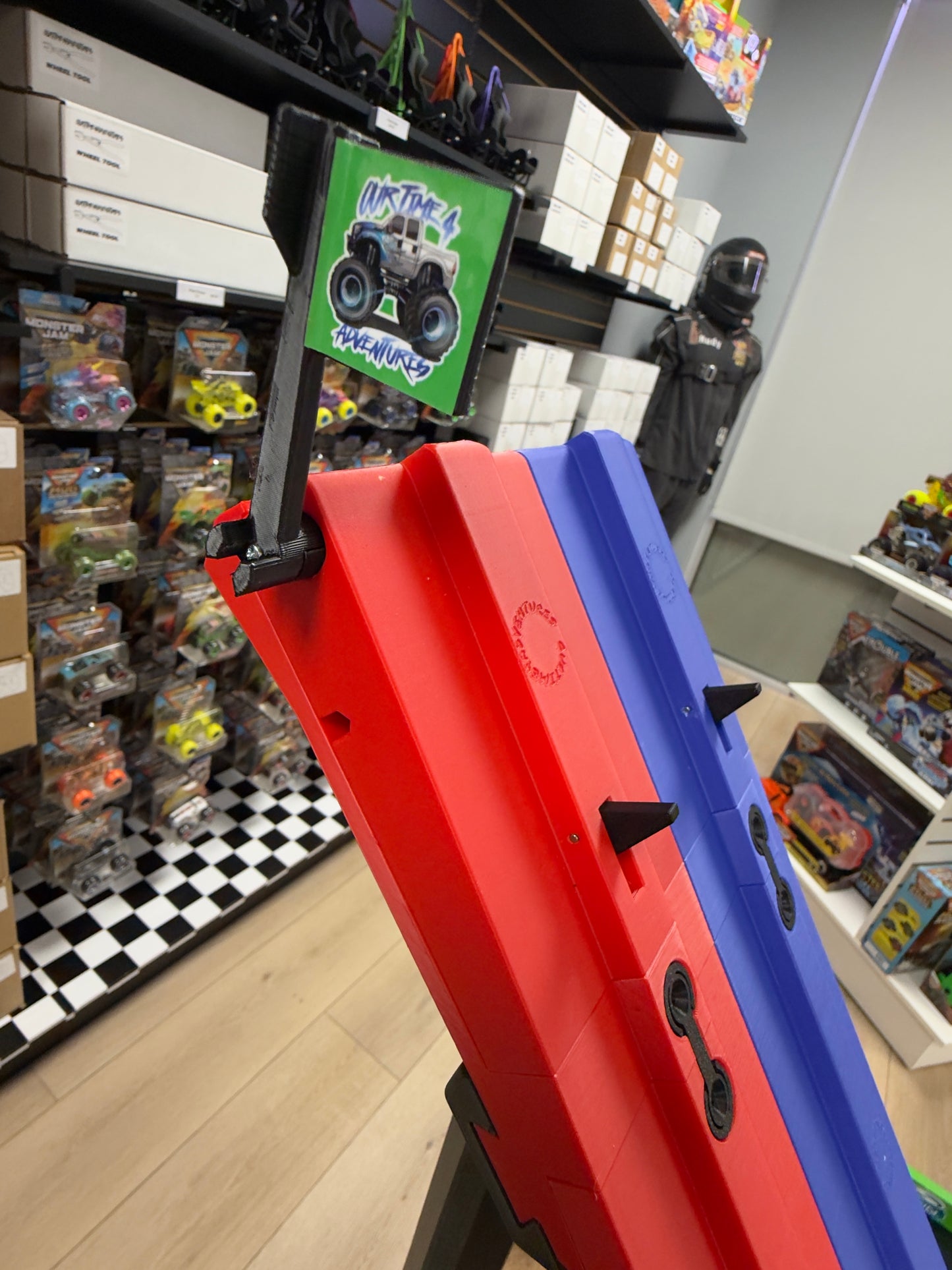 OurTime4Adventures Double Loop monster truck track - Red & Blue
