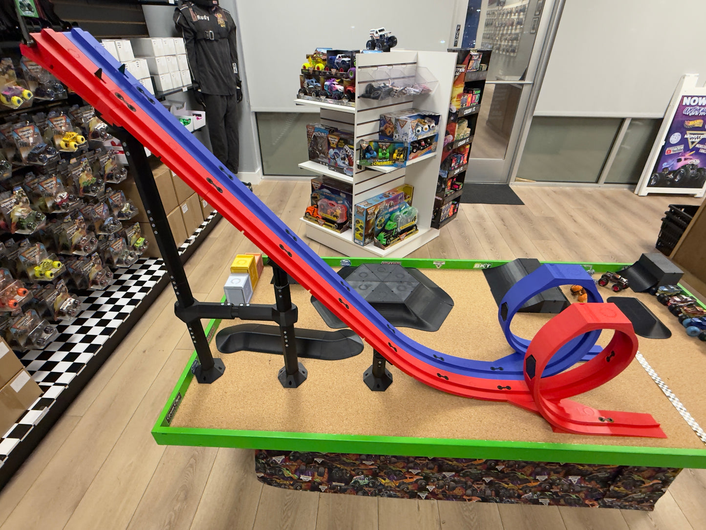 OurTime4Adventures Double Loop monster truck track - Red & Blue