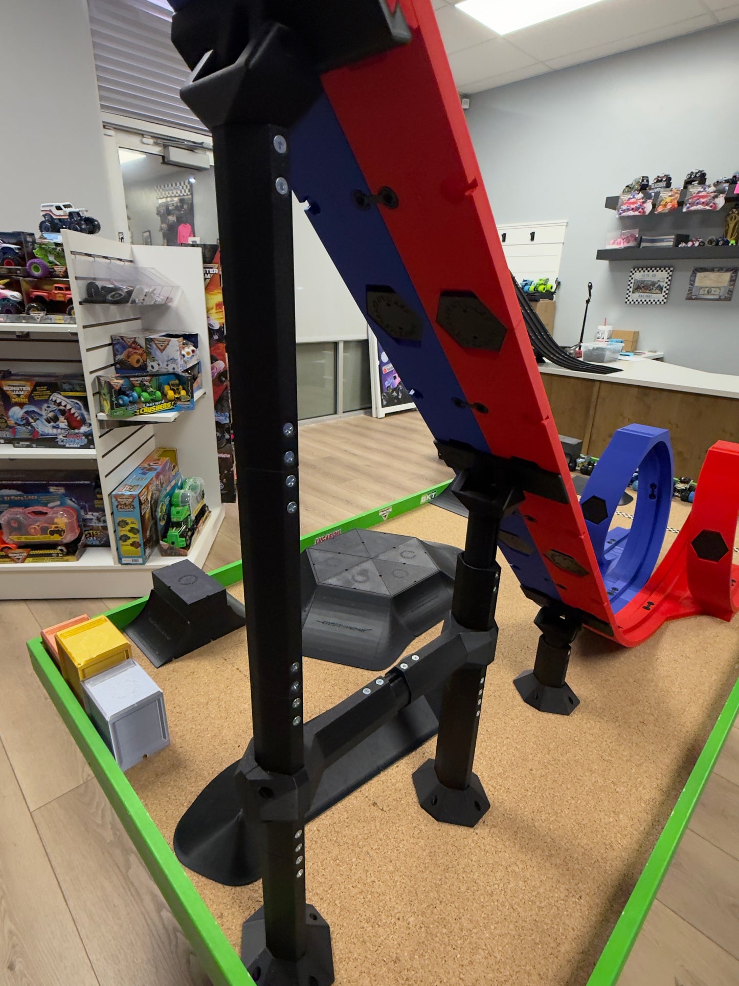 OurTime4Adventures Double Loop monster truck track - Red & Blue