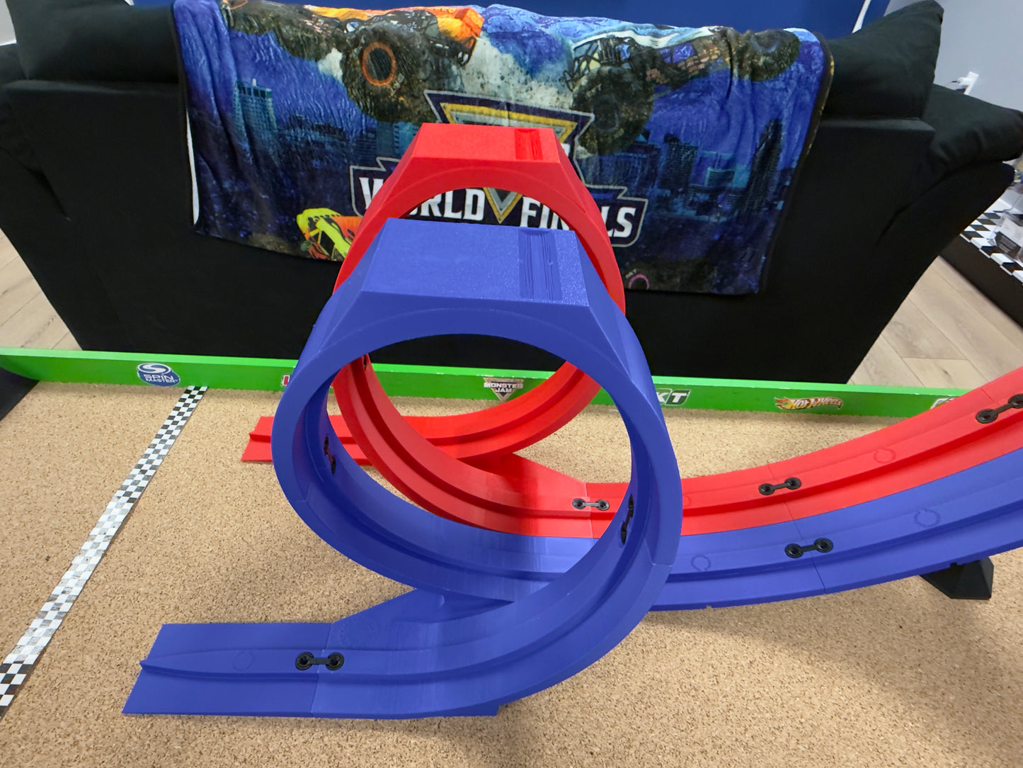 OurTime4Adventures Double Loop monster truck track - Red & Blue
