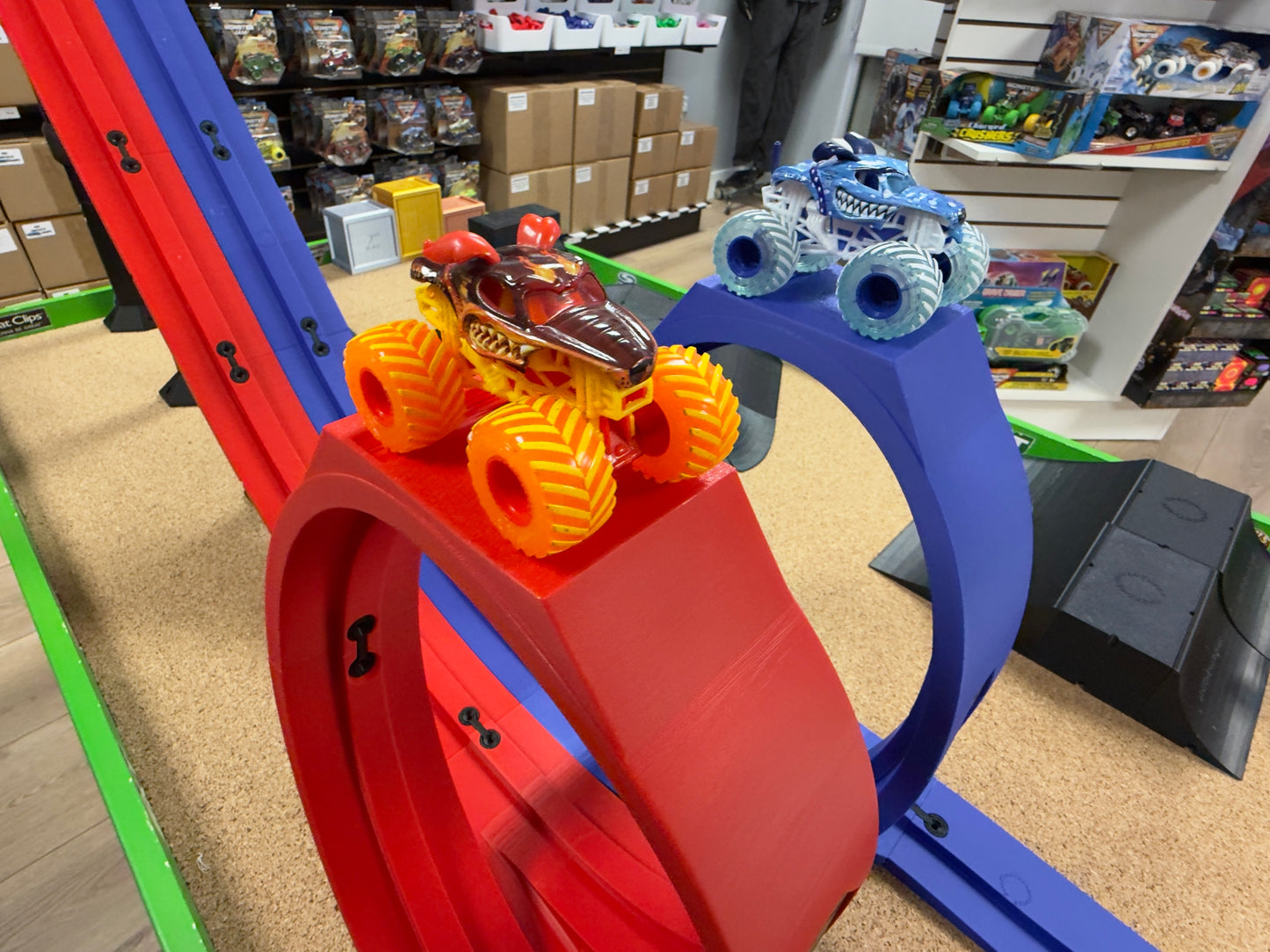 OurTime4Adventures Double Loop monster truck track - Red & Blue