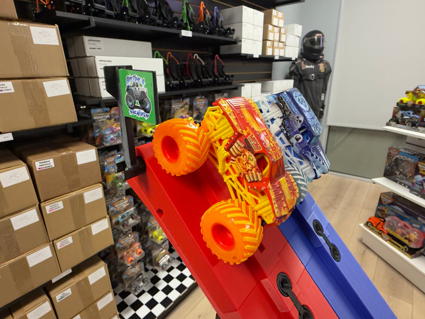 OurTime4Adventures Double Loop monster truck track - Red & Blue